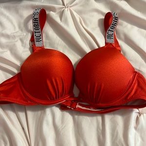 Victoria Secret Shine Strap Strappy Bombshell Add-2-Cups Push-Up Swim Top, 36AA